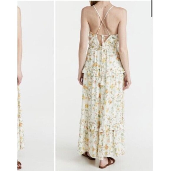 Lost + Wander Womens Sz S Tropical Halter Maxi Dress Floral Boho Tiered Ruffle - Picture 8 of 8